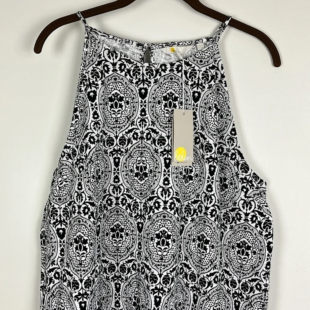 NWT Boden women’s Racerneck Jersey Mini Dress in black and white. Size 12 - Picture 4 of 10